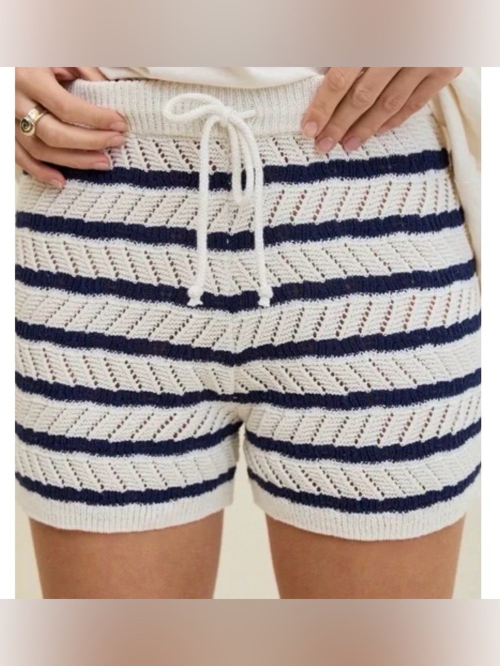 Aerie FREE WITH ANY BUNDLE Crochet Knit Navy and White Shorts